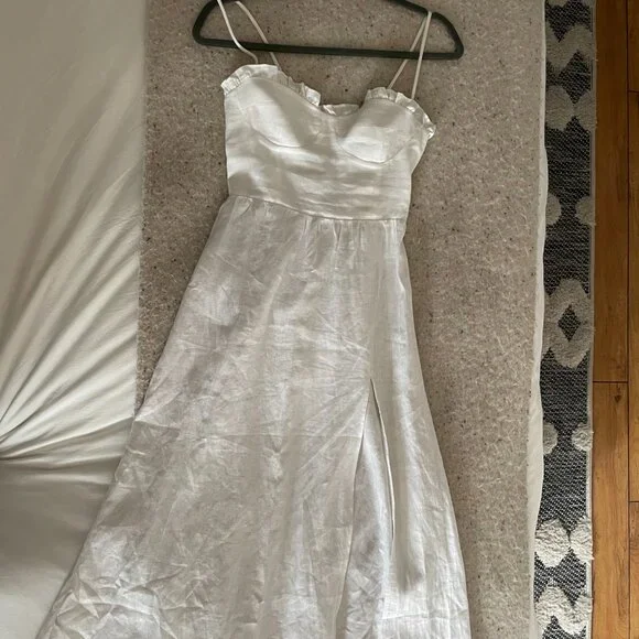 REFORMATION Prune frill-trim linen midi dress - Size 0 - Picture 3 of 5